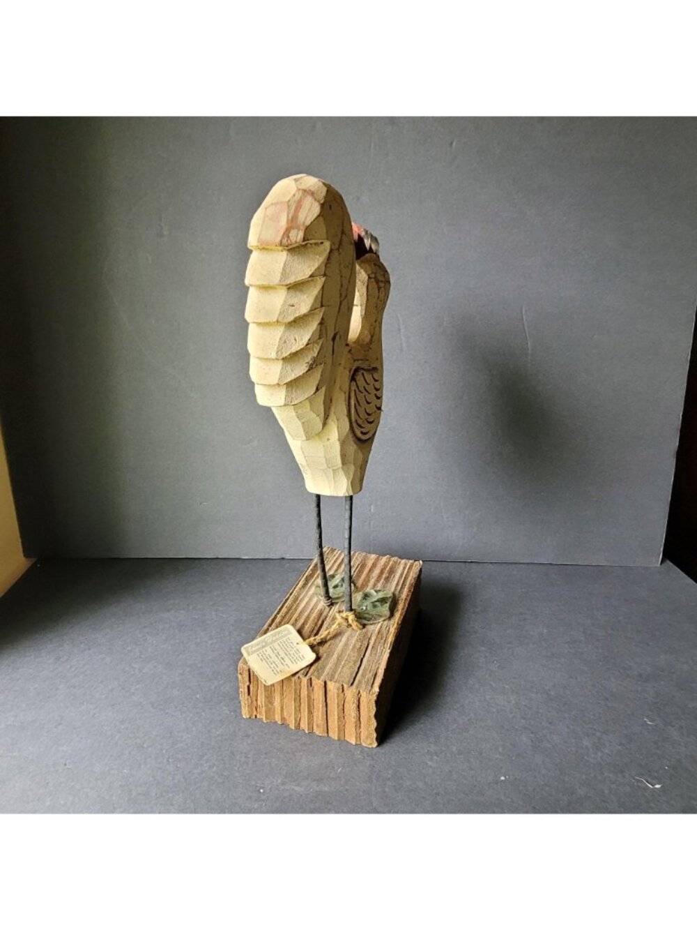James Haddon Wood Rooster Glass Feet Signed 15" Folk Art Hand Carved mixed medi - Picture 3 of 10